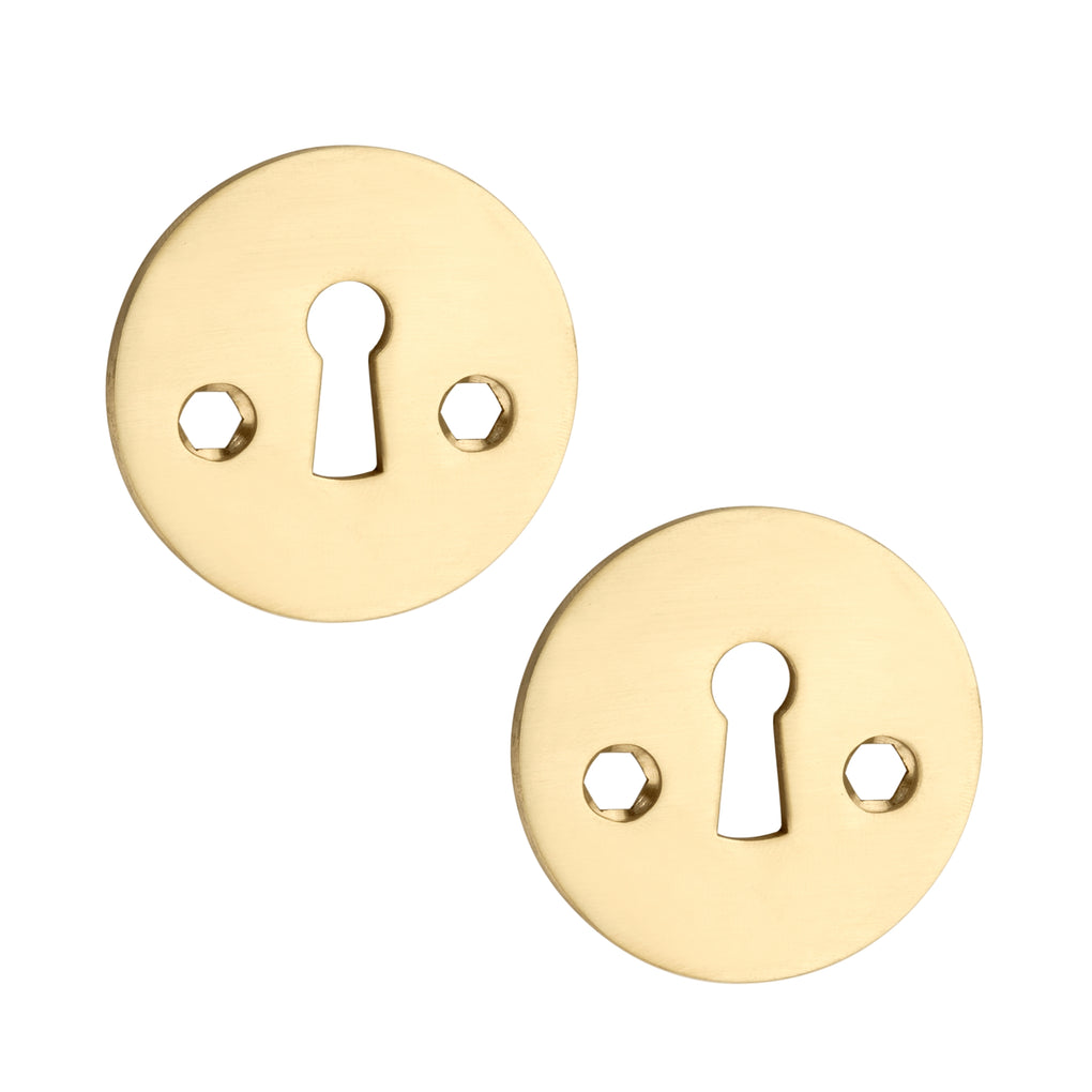 'Pluto' - Brass Door Handle Set with Rosettes and Keyholes